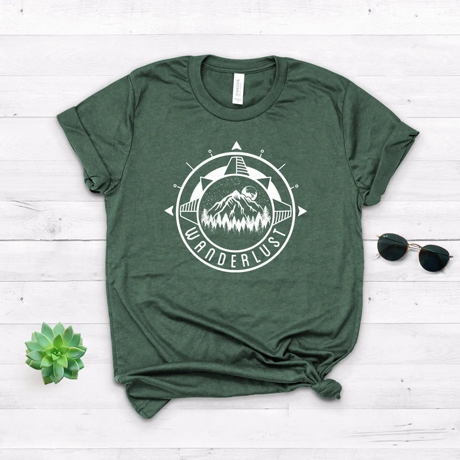 Футболка PEDRAZA Wanderlust Adventure Compass Rose Forest Cotton