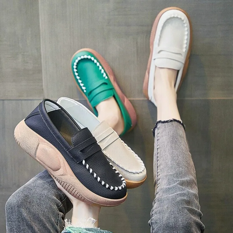 

Spring New Korean White shoes Women Ins Students Casual shoes Women Heel High shoes