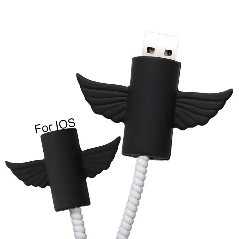 

Data Cable Protector 2pcs Silicone Phone Cord Protector Cute Angel Wings Cable Protector Charger Saver For 15W Fast Charging