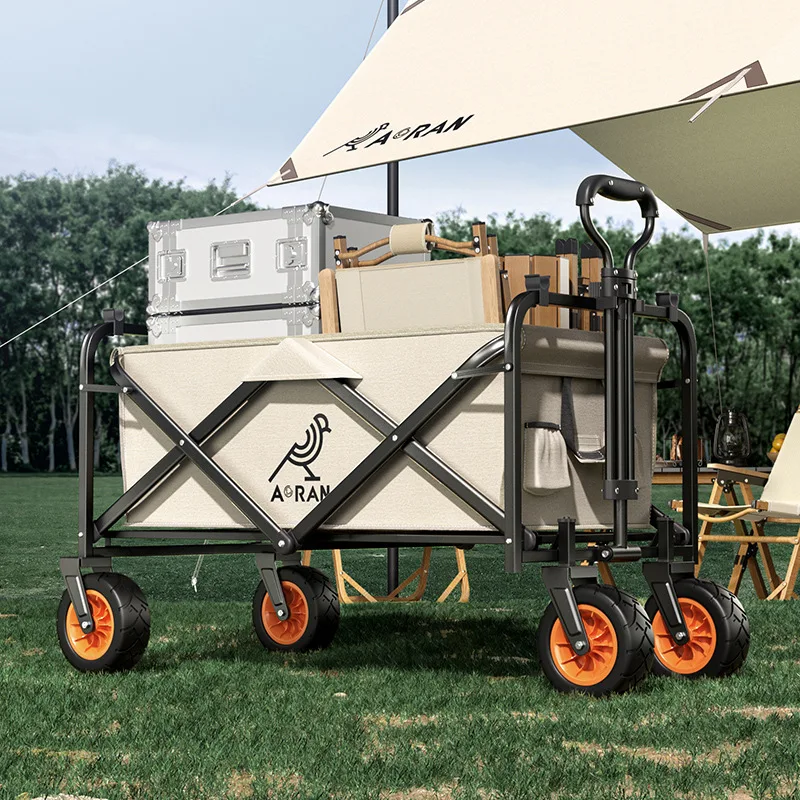 

Outdoor Camping Car Camping Folding Supermarket Shopping Shopping Cart Four-wheeled Stalls To Pull Goods