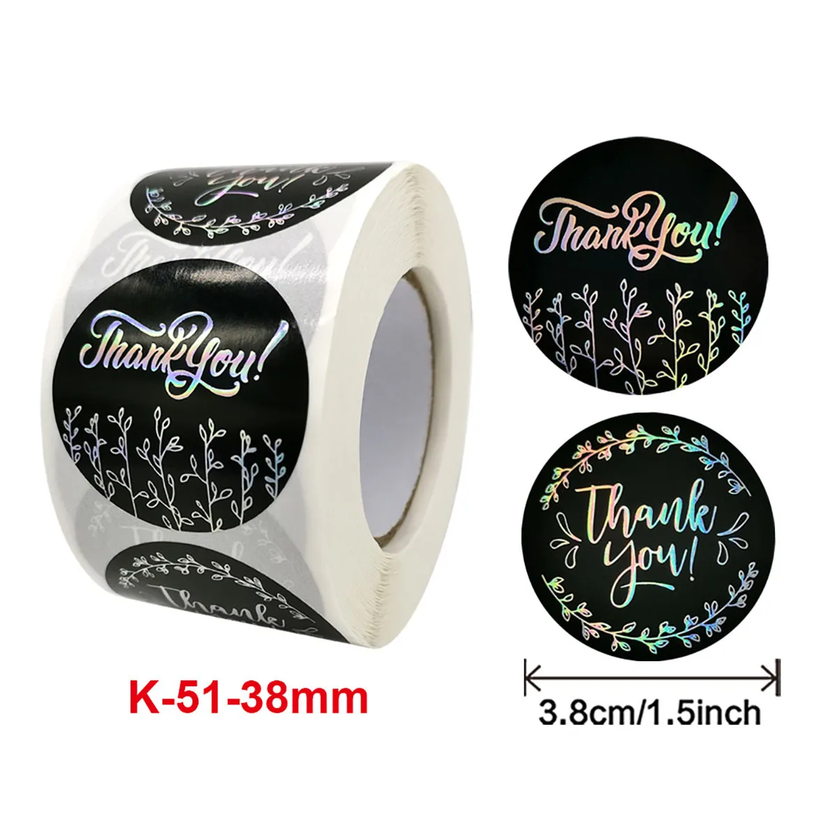 

500Pcs 1.5Inch Thankful Laser Text Black Stickers For Customer Label Card Gift Present Package Scrapbook Wrapping Supplies