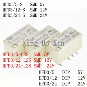 2pcs Relay HFD3/5-S HFD3/12-S HFD3/24-S HFD3/5 HFD3/12 HFD3/24 HFD3/5-L2S HFD3/12-L2S HFD3/24-L2S DC5V 12V 24VSMD DIP 8pin 10pin