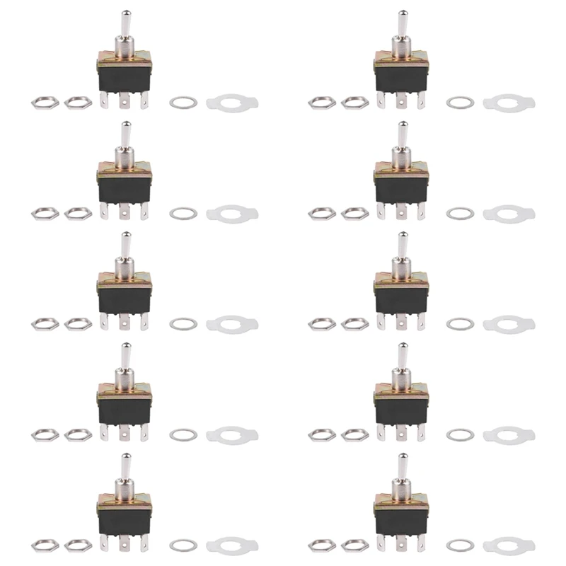 

10X AC 250V/10A 125V/15A DPDT 3 Position ON/OFF/ON 6 Pins Toggle Switch Black+Silver