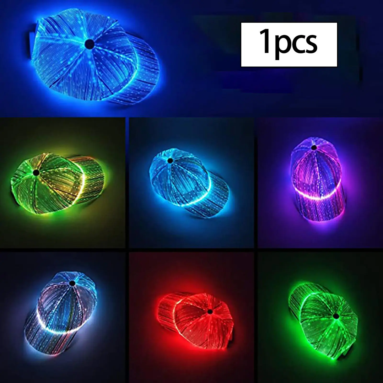 

Fiber Optic Caps LED Hat Party Hat for Men Luminous Hats for Halloween Disco