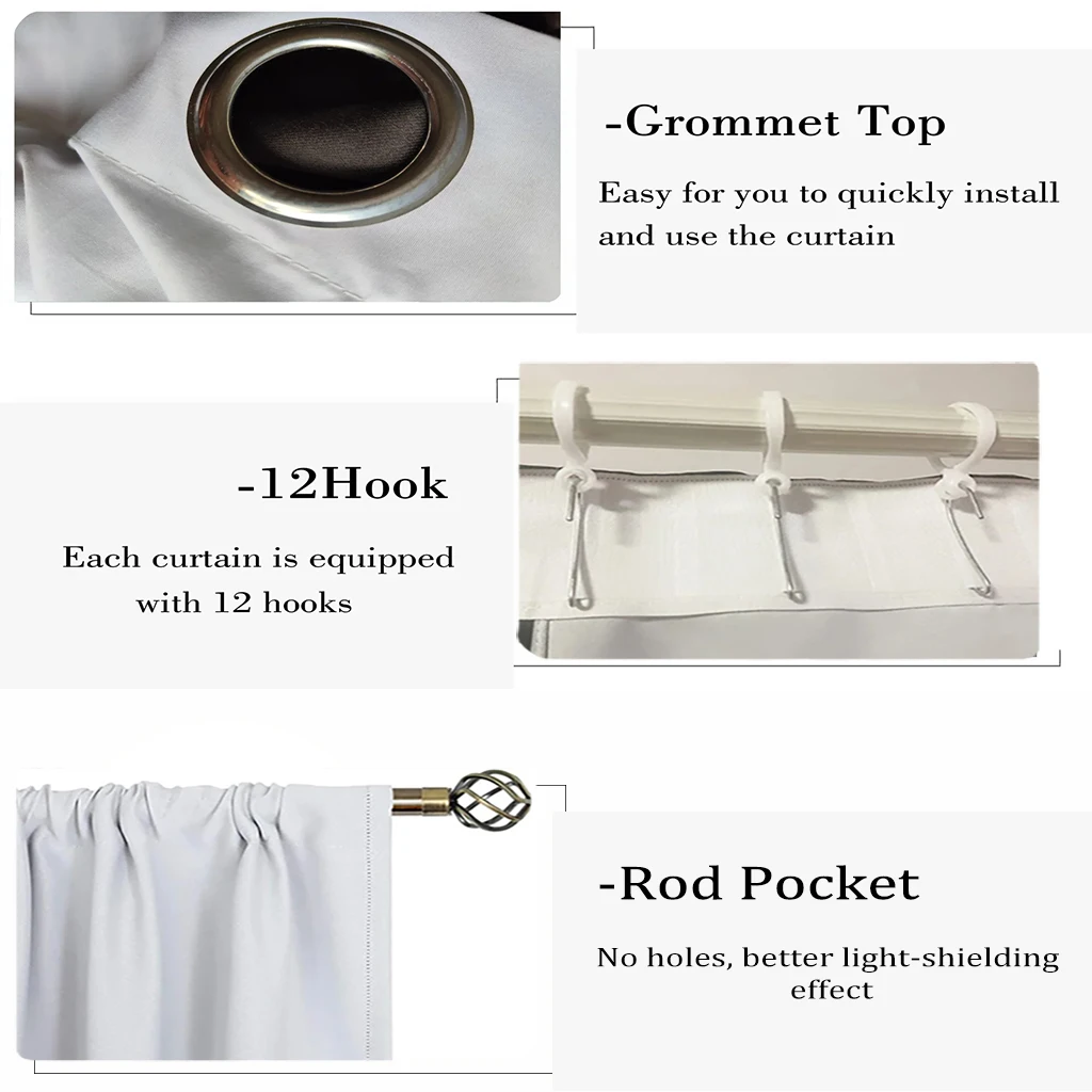 2 шт. шторы из черного шелка с 3D-принтом