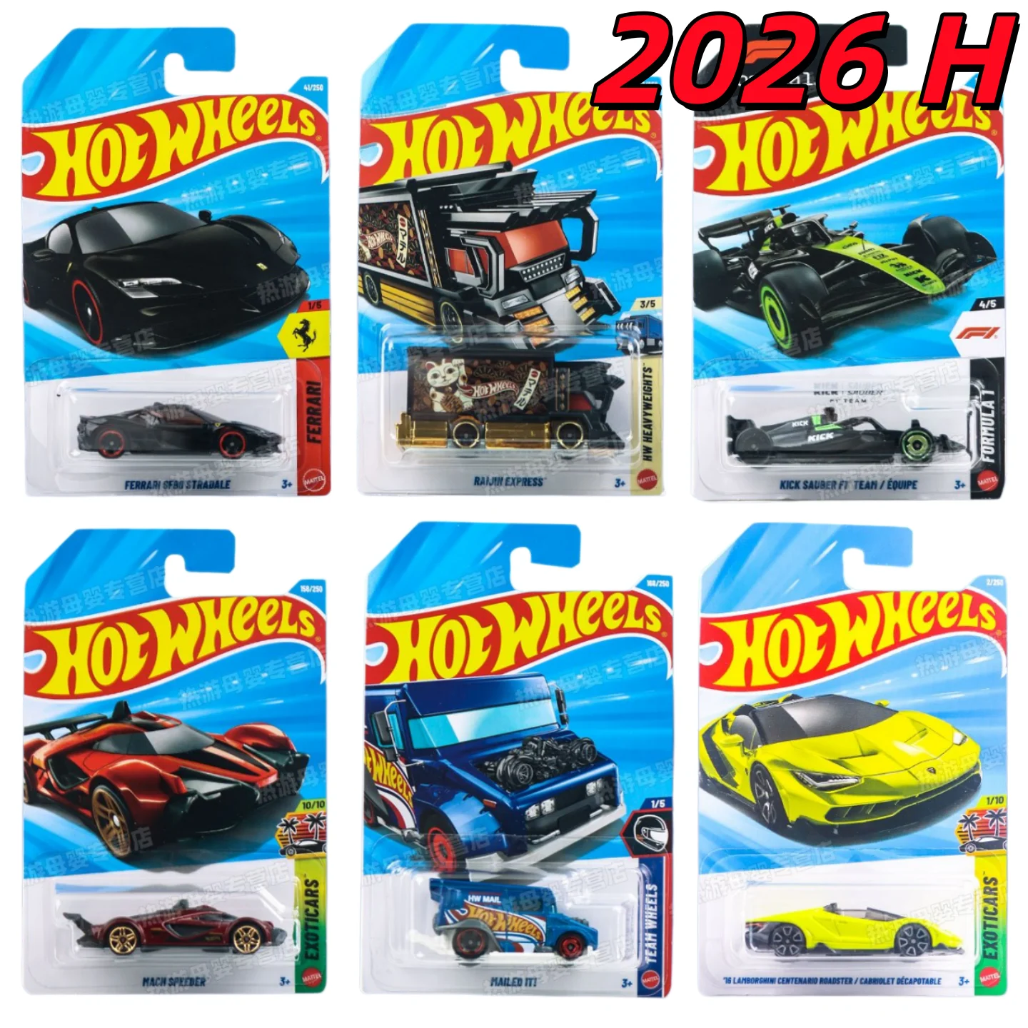 Фото Коллекционная модель автомобиля Hot Wheels 2026 Basic Cars H&G, масштаб 1:64, Ferrari, Porsche, Sauber F1, Mach Speed, литая под давлением, игрушка-подарок №1