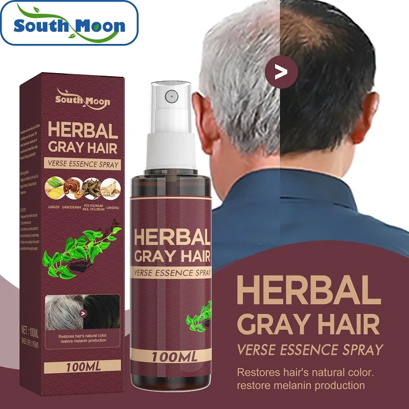 

100Ml Hair Darkening Spray Anti White Herbal Hair Scalp Hair Follicle Anti Hair Loss Reduce Gray Hair Nourish Treatment Spray