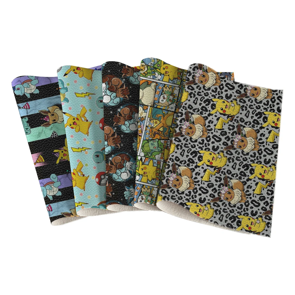 

Японский Пикачу мультфильм Покемон Печатный искусственный личи Кожа для DIY ювелирные изделия серьги рукоделие Изготовление 22*30 см