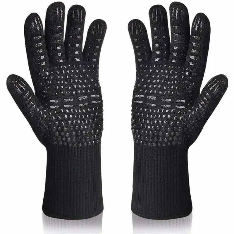 

BBQ Gloves Extreme Heat Resistant Silicone Grill Gloves Non-Slip Long Oven Mitts Gloves Grilling Barbecue Cooking Baking Gloves