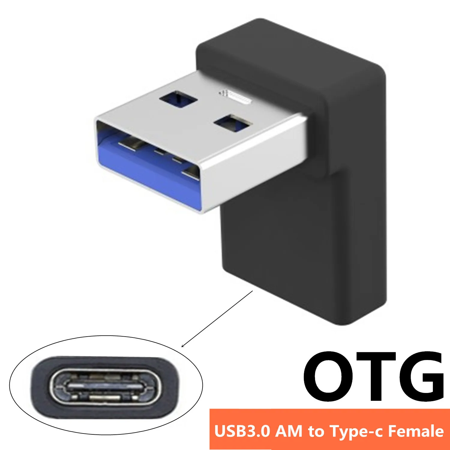 

Адаптер для передачи данных USB 3,0 OTG, Колено 90 °, штекер USB А в гнездо type -c