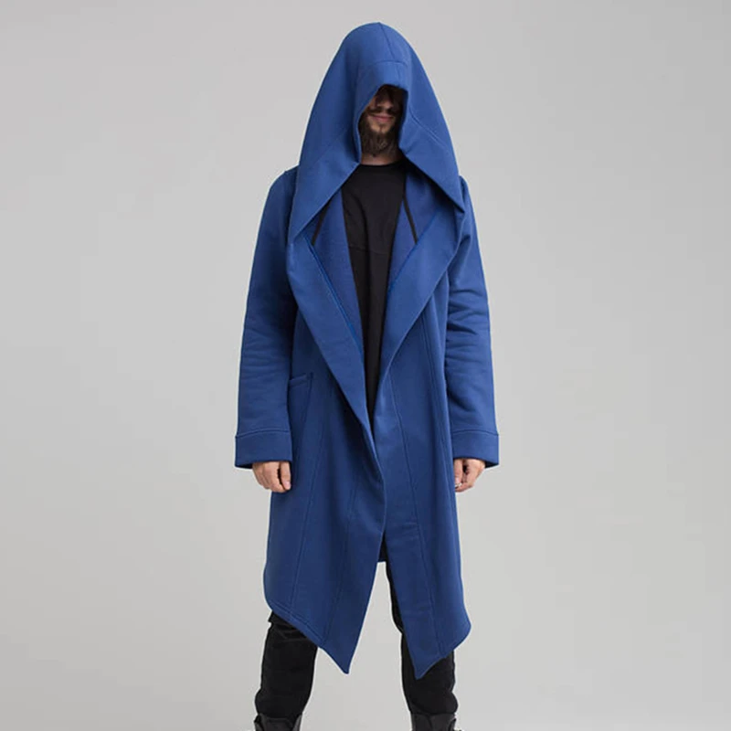 

2022 Autumn Winters In Europe and The New Men's Coat Long Cardigan Cape Coat Hooded Cotton Blended Long Sweater Men Coats
