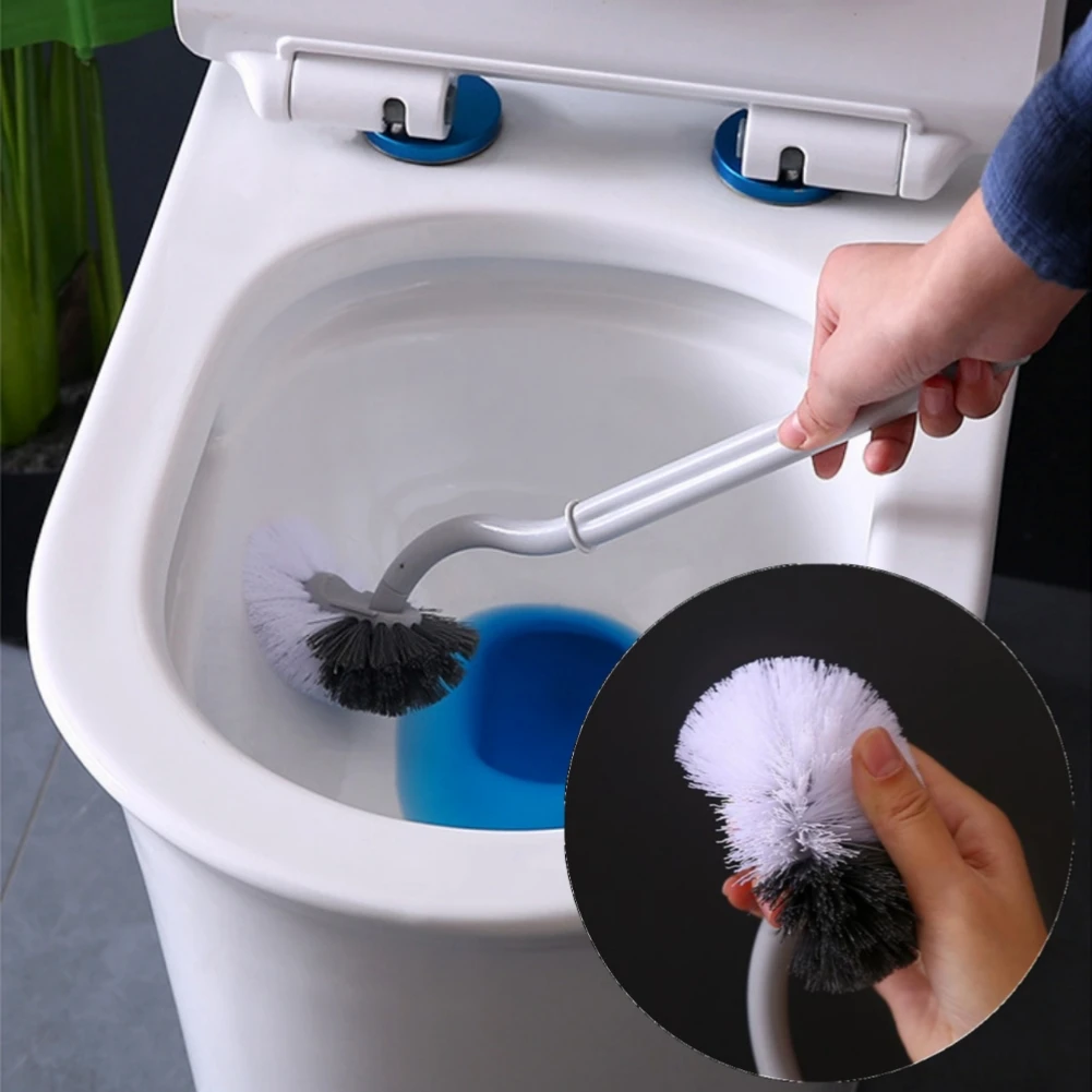 

1PC Toilet Brush Dead Corner Decontamination Cleaning Double Side Curved Plastic Brush Toilet Bathroom Long Handle Brush