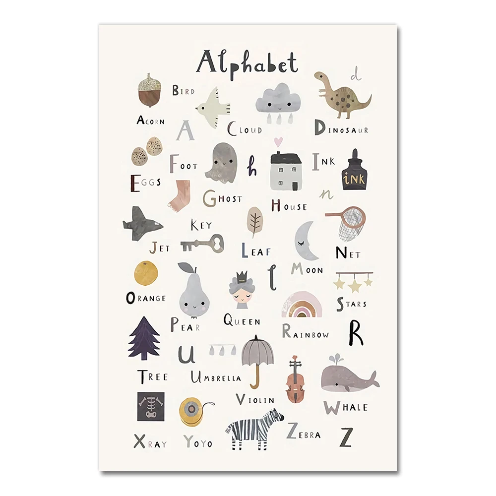 Настенный постер с алфавитом и цифрами AliPaint игра деревянные пазлы фигуры с цифрами и английским алфавитом жираф 11 02203 n 4