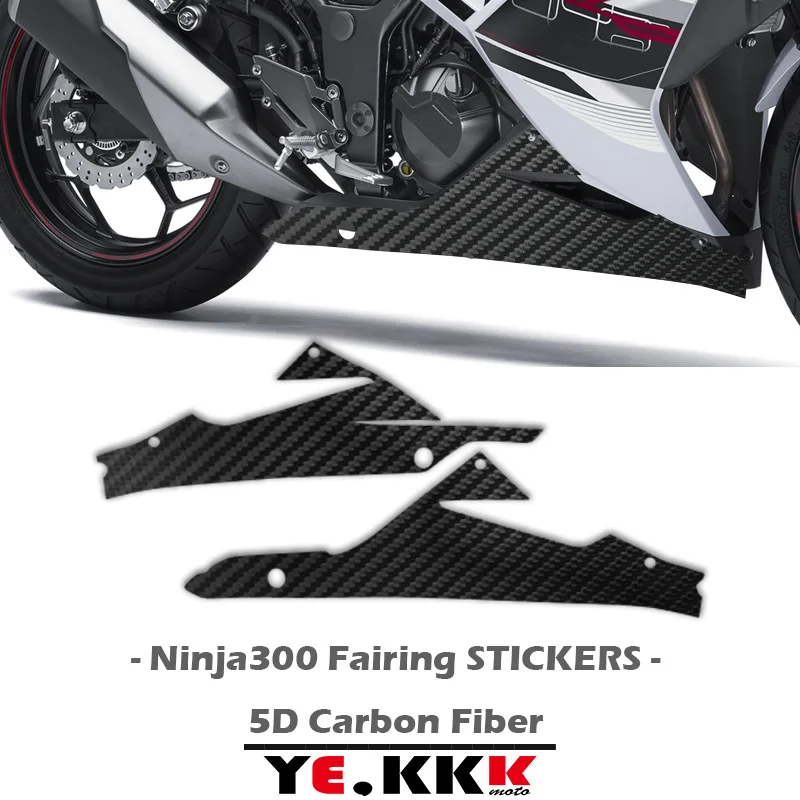 

For Kawasaki Ninja300 Ninja300SE EX300 Fairing Sticker 5D Carbon Fiber Sticker Film Lower Fairing Decal 1:1 Size