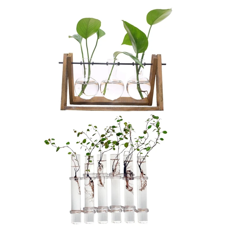 

Стеклянная ваза, 2 набора, стеклянные тубы в форме фотоэлемента, ваза для цветочных растений, контейнер для террариума и 1 Набор для террариу...