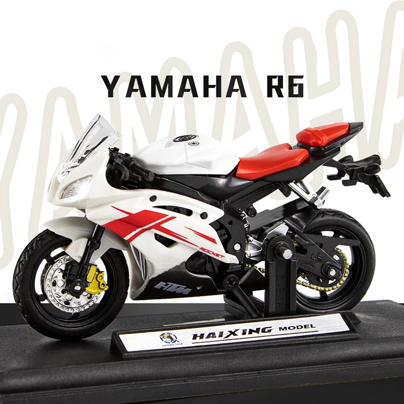 Модель мотоцикла Yamaha R6 масштаба 1:18 из сплава, фигурки, литые детали, игрушка для детей, реплика гоночной модели, коллекционный подарок для мальчиков.