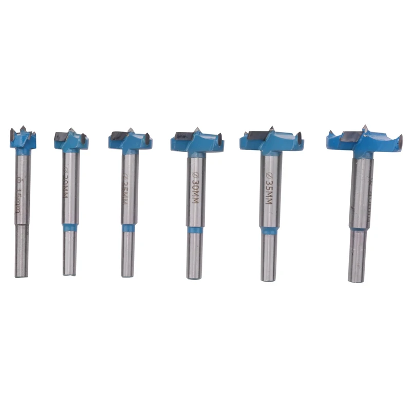

Forstner Drill Bit Set,15-40Mm 6 Pcs Carbide Forstner Bits High Speed Steel Wood Tool