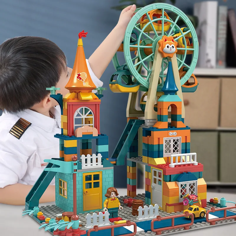 

Kid Marble Run Architecture Castle Building Blocks Car Action Figures Friends Children Educational Toys for Boys Christmas Gifts