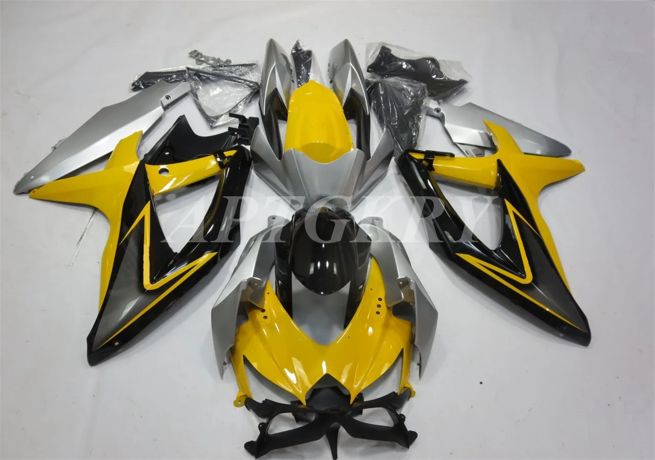 

New ABS Plastic Shell Motorcycle Fairing kit Fit For Suzuki GSXR600 GSXR750 K8 2008 2009 2010 08 09 10 Bodywork Set Black Yellow