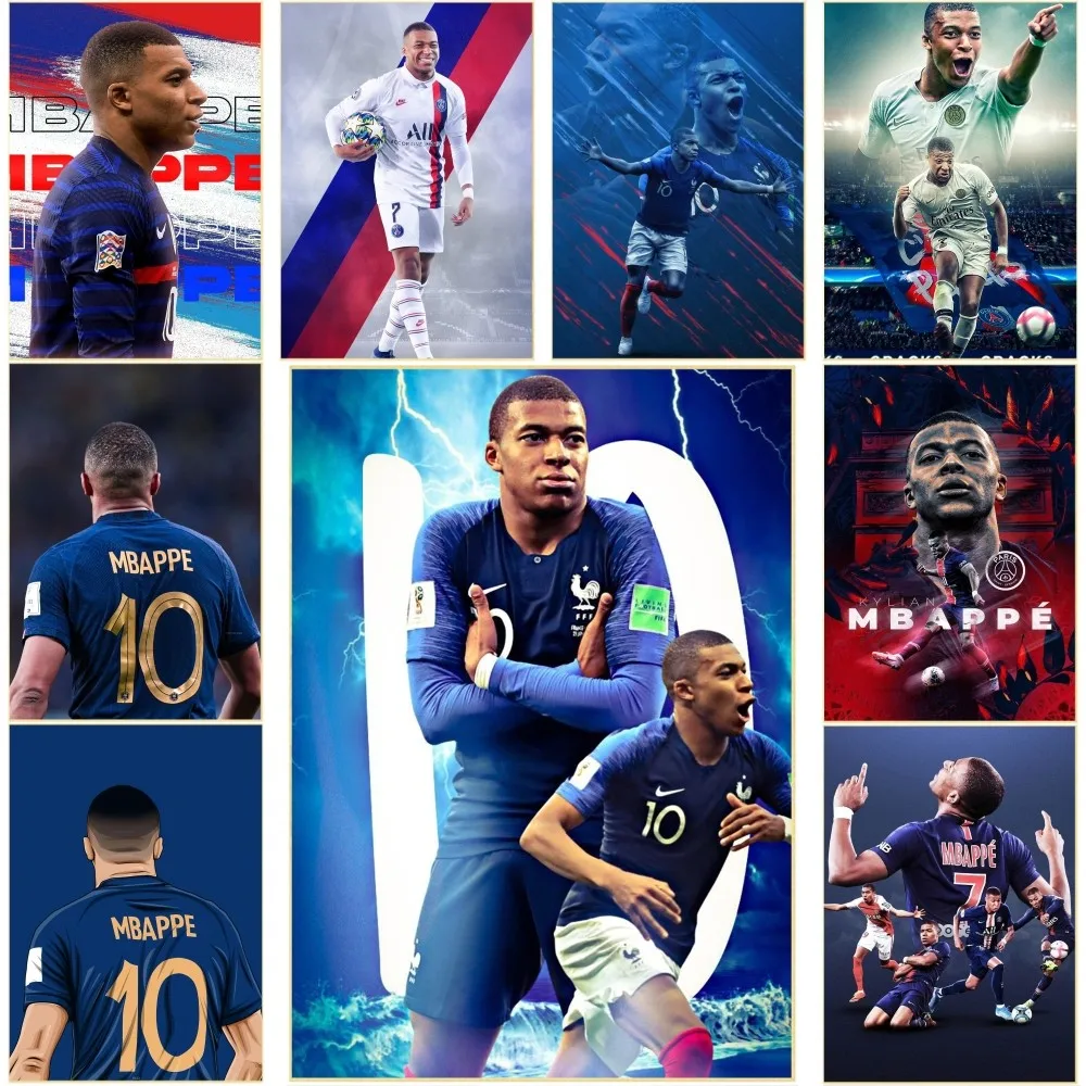 K-Kylian-M-Mbappe игрок футбольный постер самоклеящаяся художественная водостойкая