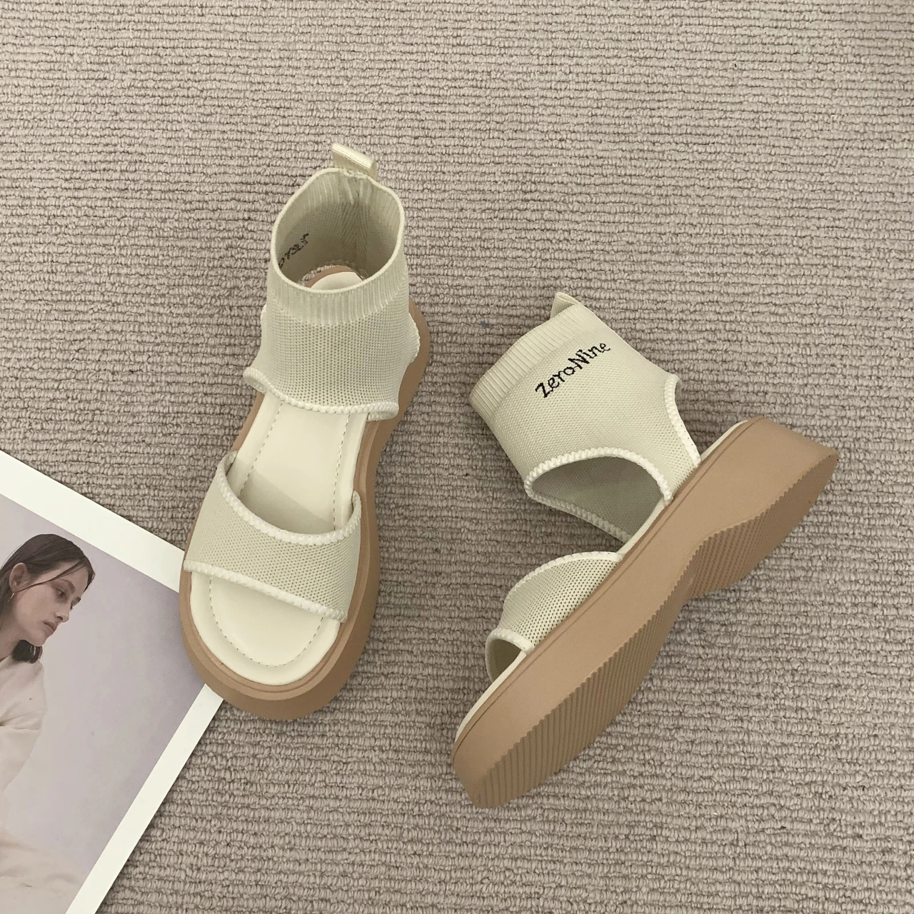 

Сандалии DOGHC женские с открытым носком, римские босоножки на толстой подошве, удобная повседневная обувь в стиле ретро, черные, лето 2022