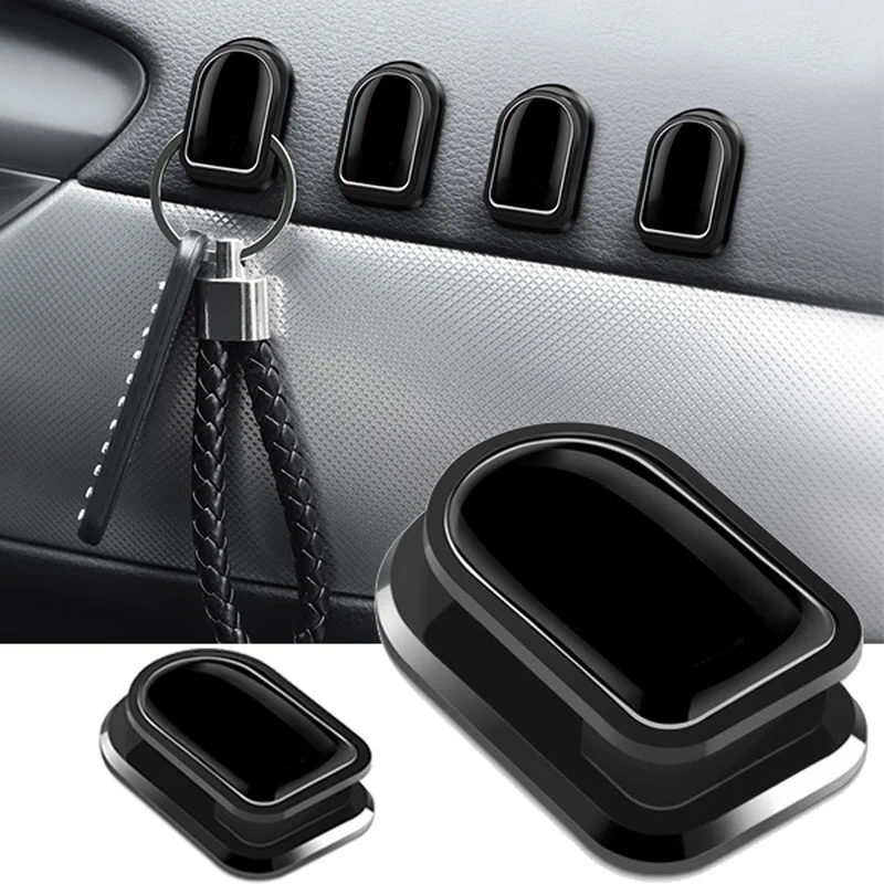

4pcs Car Small Hook Storage Creative Multifunctional Car Paste Universal Adhesive Hook Hanger Auto Indoor Kitchen Bathroom Black