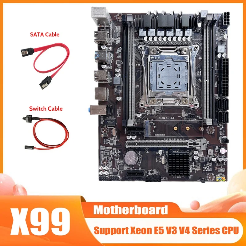 X99 Motherboard LGA2011-3 Computer Motherboard Support Xeon E5 V3 V4 Series CPU With Switch Cable+SATA Cable
