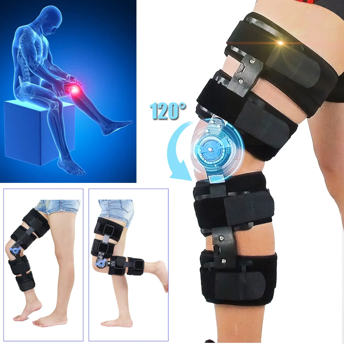 

Orthopedic Knee Pads Brace Adjustable Hinged Leg Knee Support Band Knee Braces Protector Powerleg Bone Orthosis Ligament Care