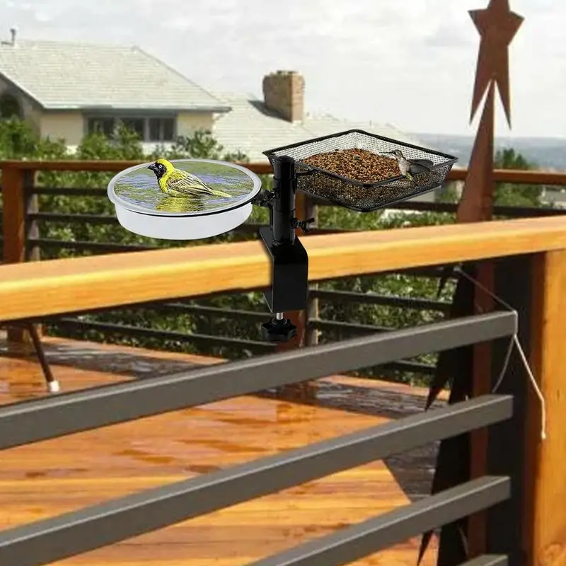 

Balcony Bird Feeder | Deck Mounted Bird Bath Bird Feeding Holder Suitable For Balcony Garden Fence Great For Attracting Birds
