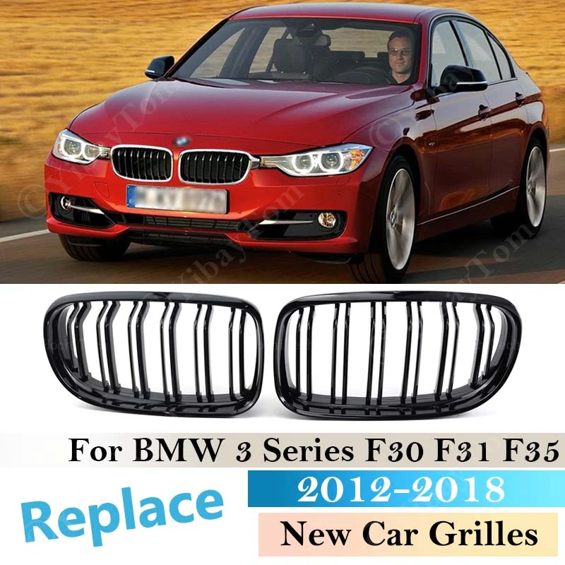 

Front Kidney Grilles For BMW 3 Series F30 2011- 2018 Car Accessories F31 F35 Dual Slat Grille Black Multi Color High Quality ABS