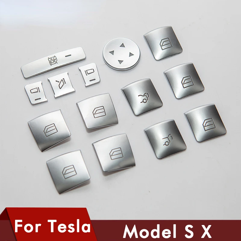 

14PCS Window Lift Swith Buttons Frame Cover For Tesla Model S Accessories Model S ModelS ModelX Car Silvery New
