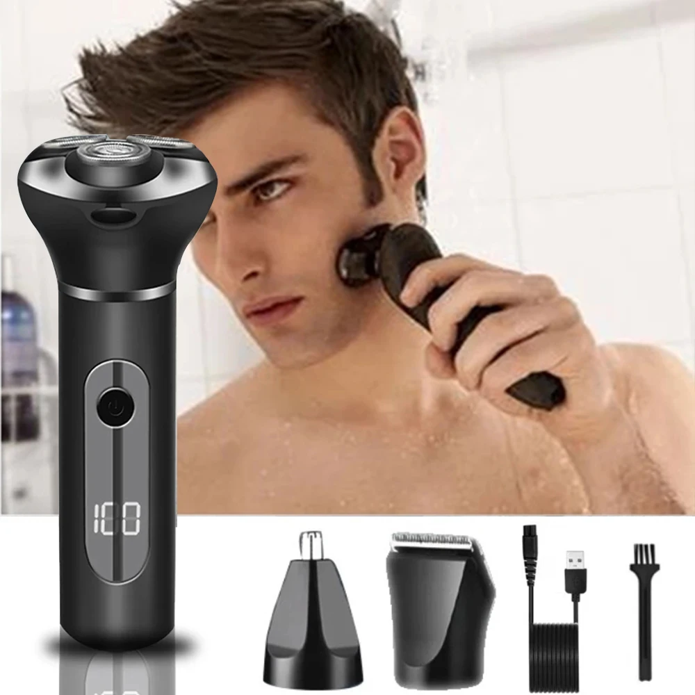 

3 in 1 Men's Electric Shaver Trimmer for Men Electric Razor Water Proof Beard Trimmer Fast Charging Mustache Trimmer Cordless