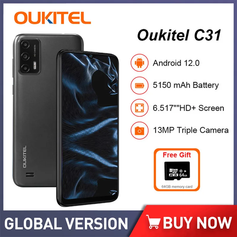 Oukitel Cheap Smartphone Android 6.517 Inch 5150 mAh Cellphone 3GB RAM 16GB ROM 256GB Extended 13MP Camera Mobile Phone