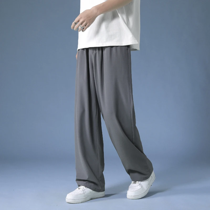 Men Summer Wide Leg Pants Sweatpants 