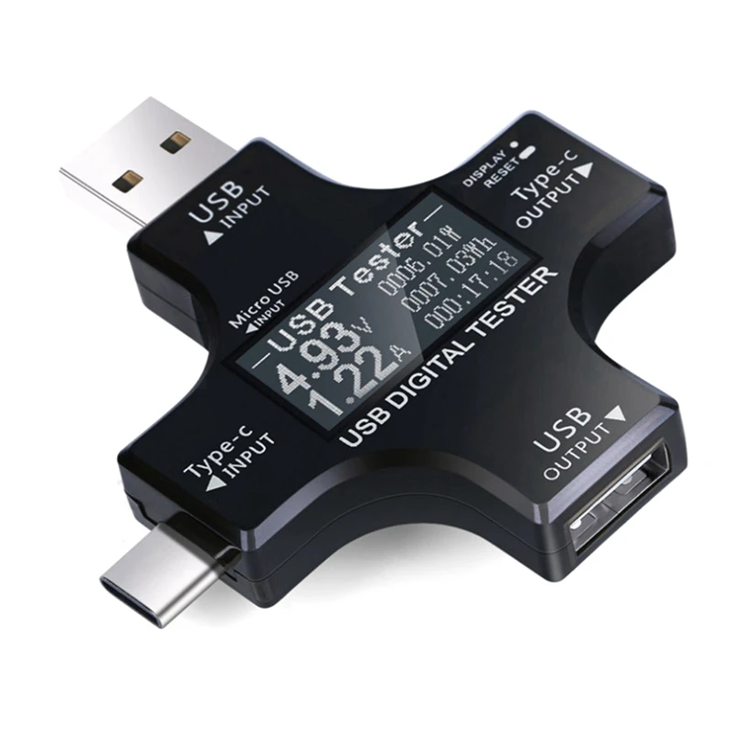 

Цифровой USB-тестер, Вольтметр постоянного тока с разъемом Type-C и индикатором заряда