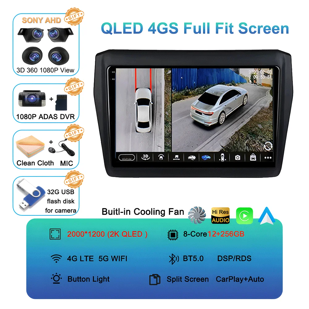 

Android 15 для Suzuki Swift 2017 2018 2019 Автомобильный радиоприемник Стерео Мультимедийная навигация GPS Видеоплеер DSP QLED Беспроводной Carplay 4G