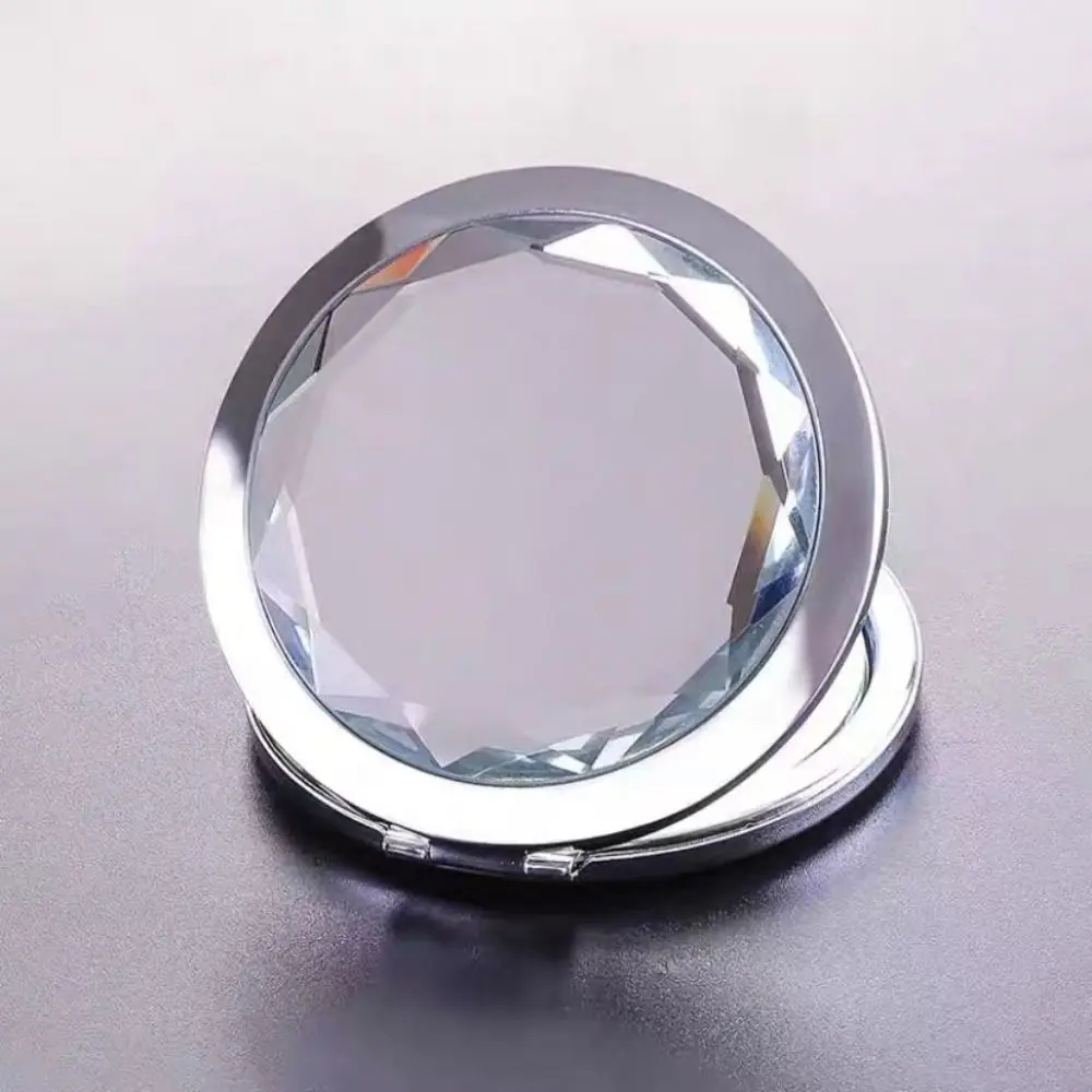 Портативное роскошное зеркало для макияжа с кристаллами карманное