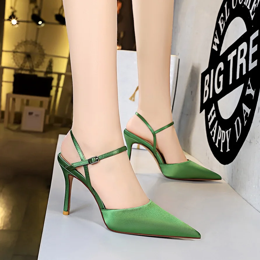 

BIGTREE Spring 2022 New Style Pointed Toe High Heel Strap Women's Evening Dress Party Shoes Glitter Heels Fetish Stiletto Pumps