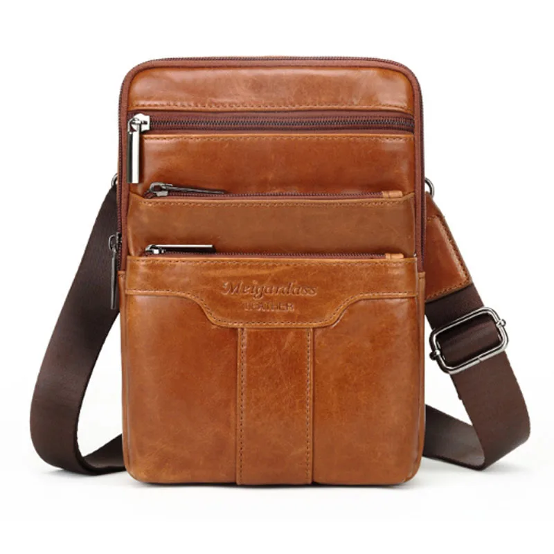 Нагрудная сумка мужская из натуральной воловьей кожи Многофункциональный