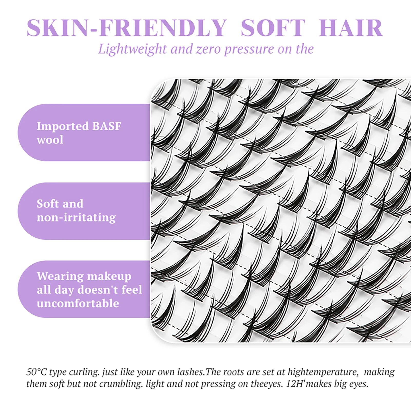 Сверхлегкие многоразовые полоски ресниц C Curl Наращивание Тонкие наращивание