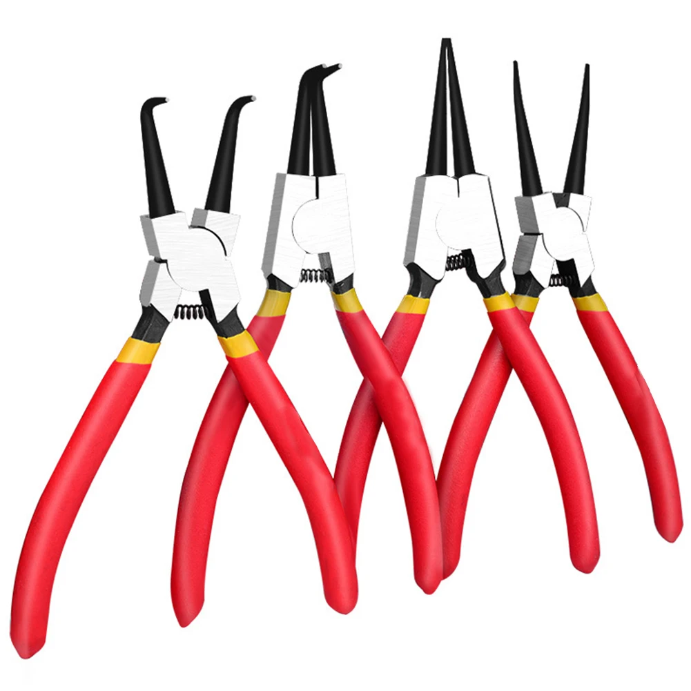 

4pcs Accessory Bent Straight Circlip Pliers Set Portable Retaining Clip Spring Snap Ring Crimp Tool Internal External Home