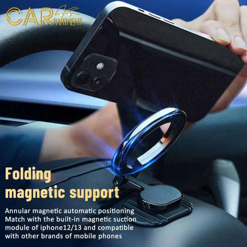 

Universal Car Phone Holder 360 Degrees Rotating Smartphone Support Magnetic Metal Cell Phone Stand Gps Foldable Phone Bracket