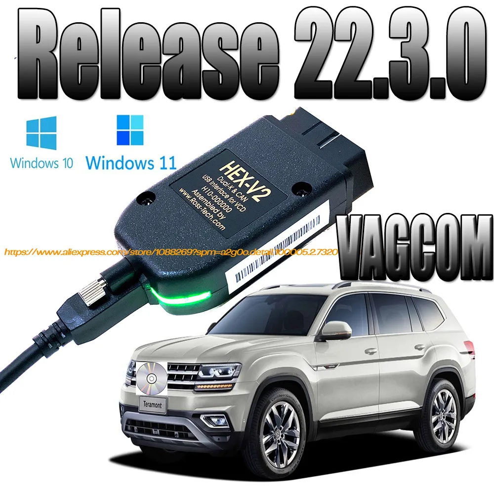 

2022 Newest VCDSCAN HEX V2 Interface VAG COM VAGCOM OBD Scanner FOR VW AUDI Skoda Seat 22.3 English +VAGCOM 21.9 Polish hex v2