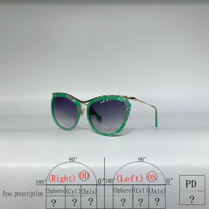 

Оправа кошачий глаз женские солнцезащитные очки 51P высококачественные модные мужские очки градиентные линзы анти UV400 зеленый синий классич...