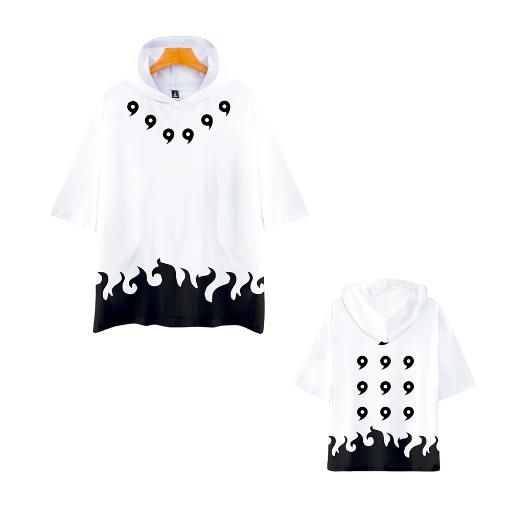 Толстовка с коротким рукавом принтом Наруто Футболка и капюшоном Лето 2022 г.