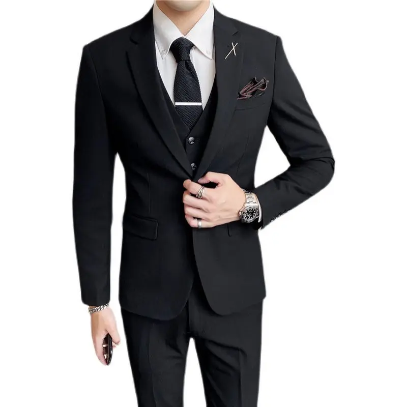 

S-6XL 2022 (suit + Vest + Trousers) New British Fashion and Leisure Three-piece Set Stripe Business Suit Men's Suits Trend Slim