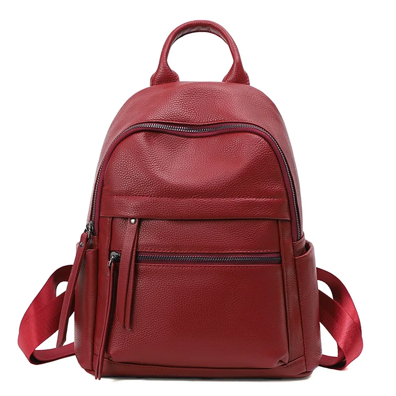 

Новинка 2023, женский рюкзак Nesitu из натуральной кожи с верхней отделкой, вместительный женский вместительный серый, красный, коричневый, зеленый, черный, синий, хаки