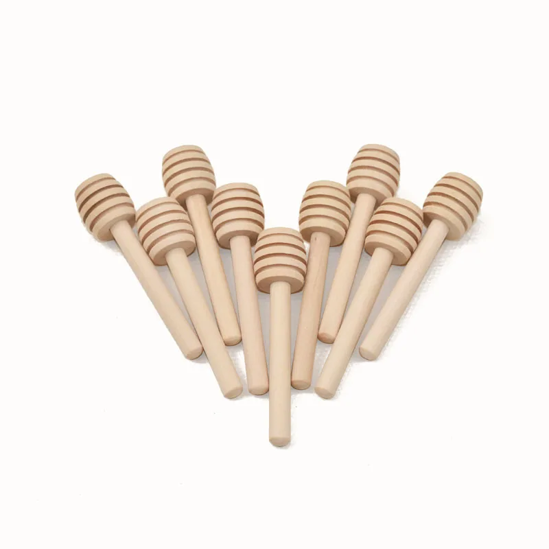 

100Pc High Quality Honey Stir Bar Mixing Handle Jar Spoon Practical Wood Dipper Honey Long Stick Supplies Honey Kitchen Tools