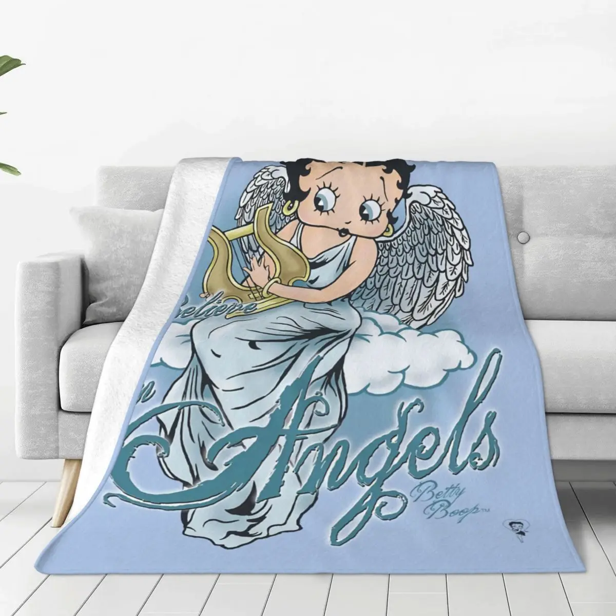 

Одеяло в виде ангелов Boop I Believe In, теплое флисовое мягкое Фланелевое покрывало s для кровати, дивана, офиса, весна-осень