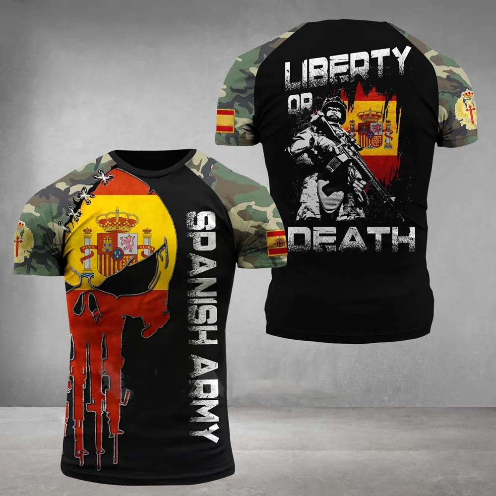 Купи 2022 Fashion New Spanish Army Men-s T-Shirt for men Veteran Soldier Flag Print Summer Short Sleeve Oversized top за 215 рублей в магазине AliExpress